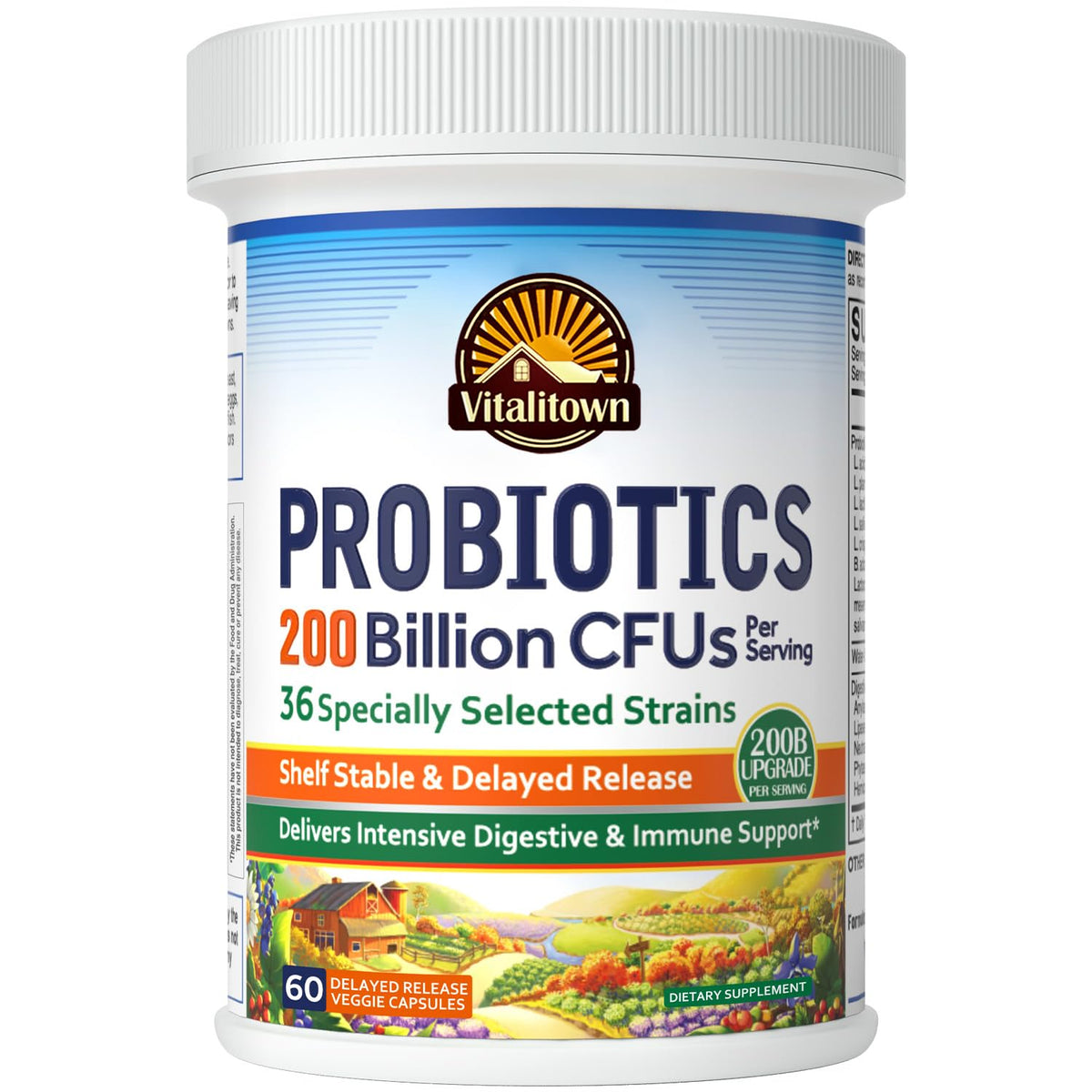 Vitalitown Probiotics 200B CFU bottle supports gut balance and immunity