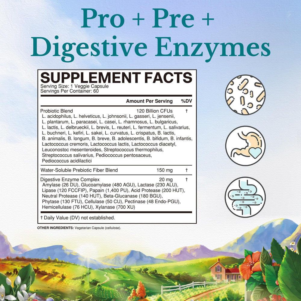 Vitalitown Probiotics capsules – close-up reveals 36 strains for diverse gut support