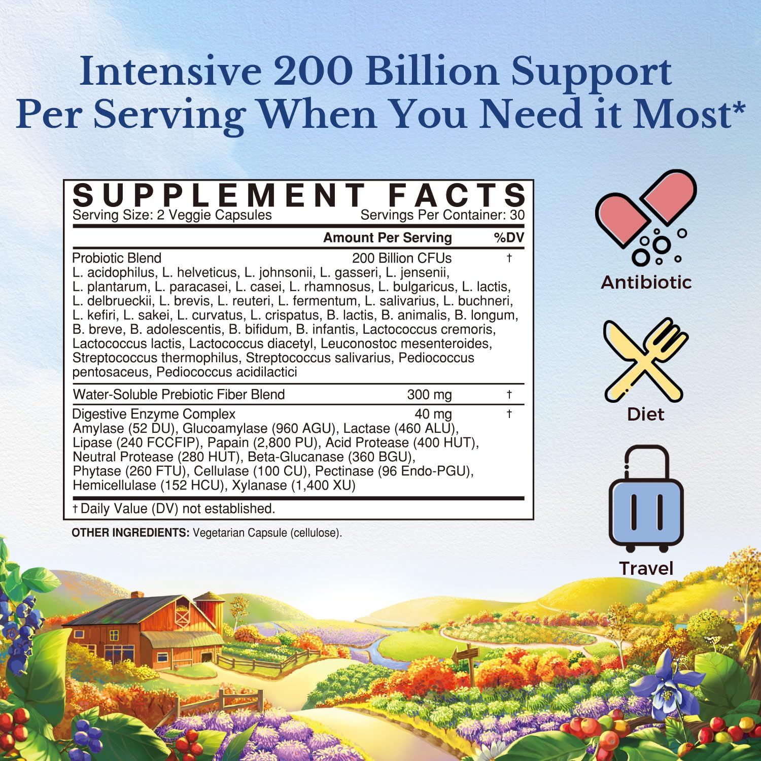 Vitalitown Probiotics 36 strains capsules offering broad gut coverage