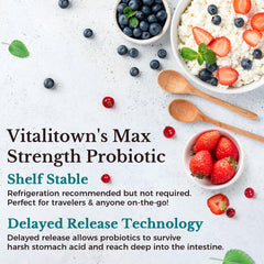 Vitalitown probiotics digestive enzymes bottle – label shows enzyme support