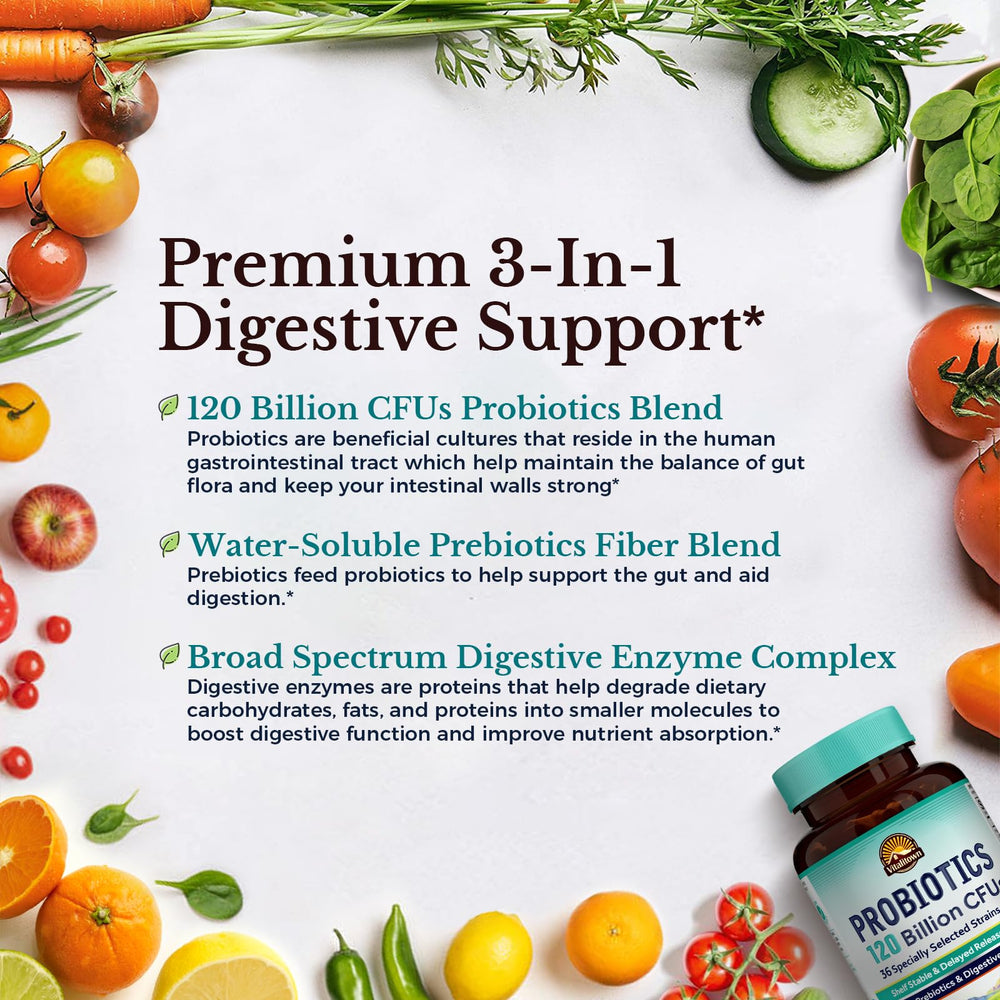Vitalitown Probiotics – prebiotic fiber label indicates gut nourishment