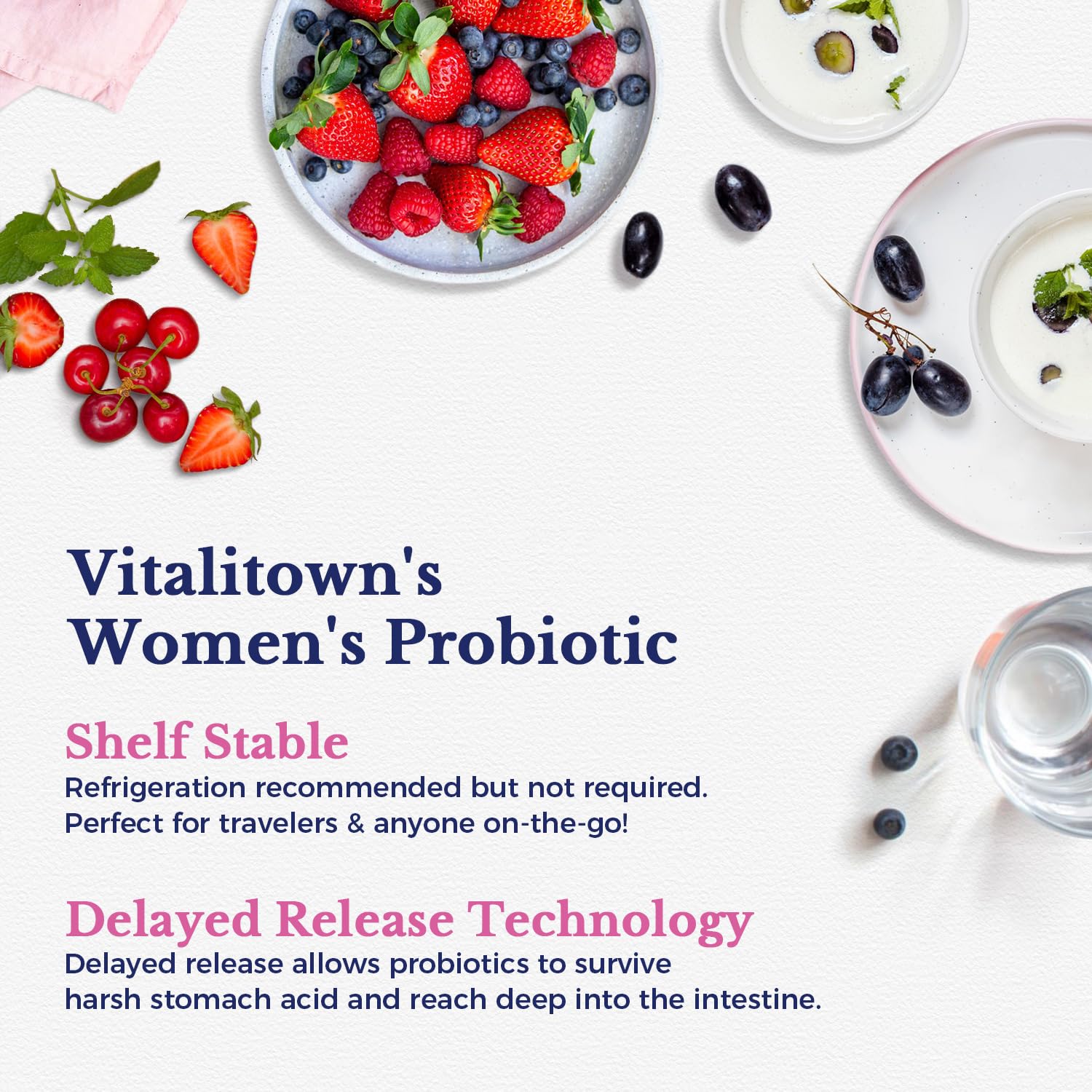 Vitalitown Women’s Probiotics ingredients label highlights 18 strains and prebiotics
