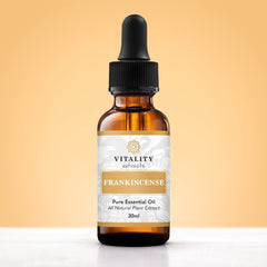 Vitality Frankincense diffuser drops releasing a calming aroma.