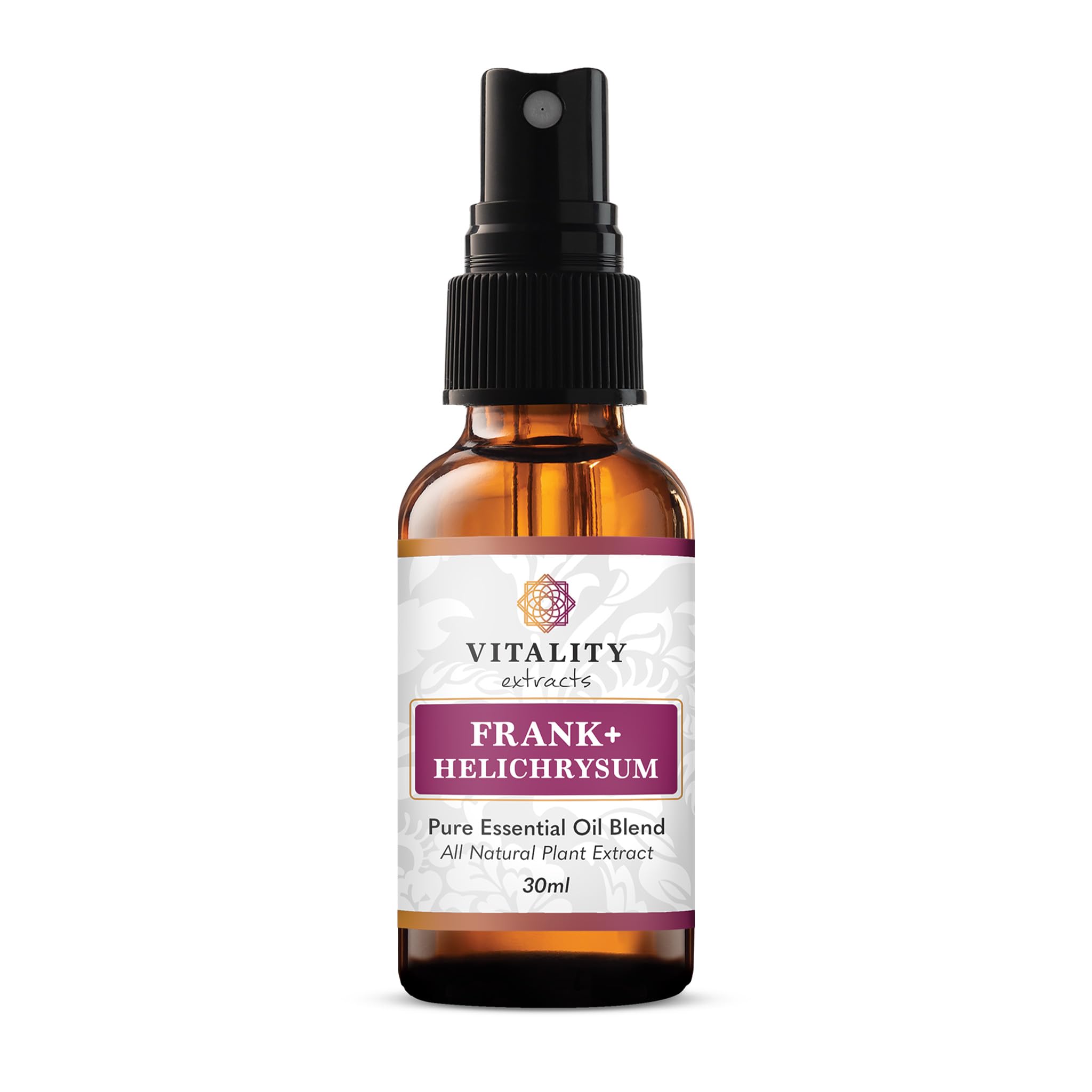 Vitality Frank+ Helichrysum spray bottle ready for daily aromatherapy and skin soothing.