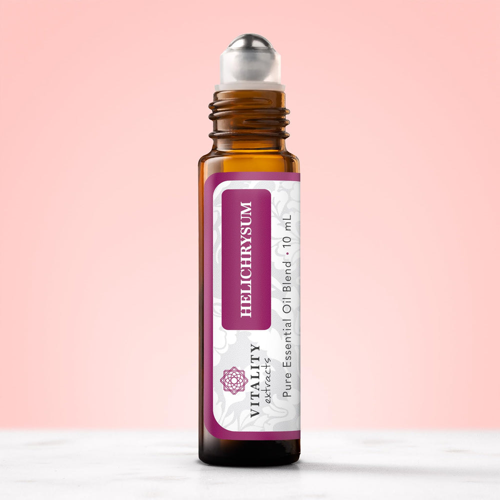 Vitality Helichrysum roll-on cap close-up for easy application