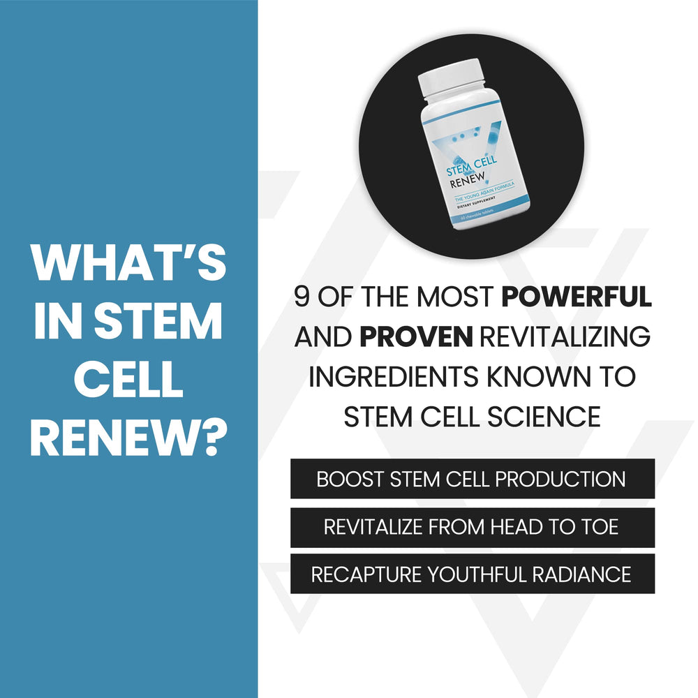 Vitality Now Stem Cell Renew assortment on tray signals a complete daily routine