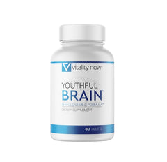 Vitality Now Youthful Brain bottle with easy-to-swallow tablets for daily focus.
