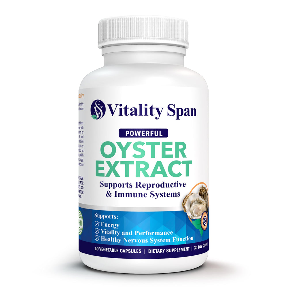 Vitality Span Oyster Extract capsules for daily energy and immune support.