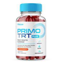 Vitaluxa Primo TRT Gummies bottle labeled for daily wellness support.