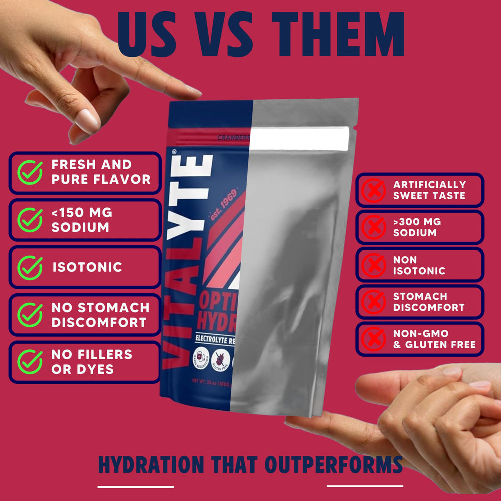 Vitalyte Cranberry Frost powder dissolving in water for rapid hydration.