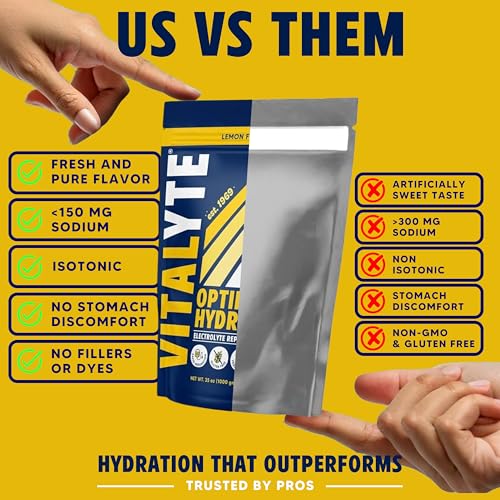 Vitalyte lemon powder being poured from bottle for on-the-go hydration