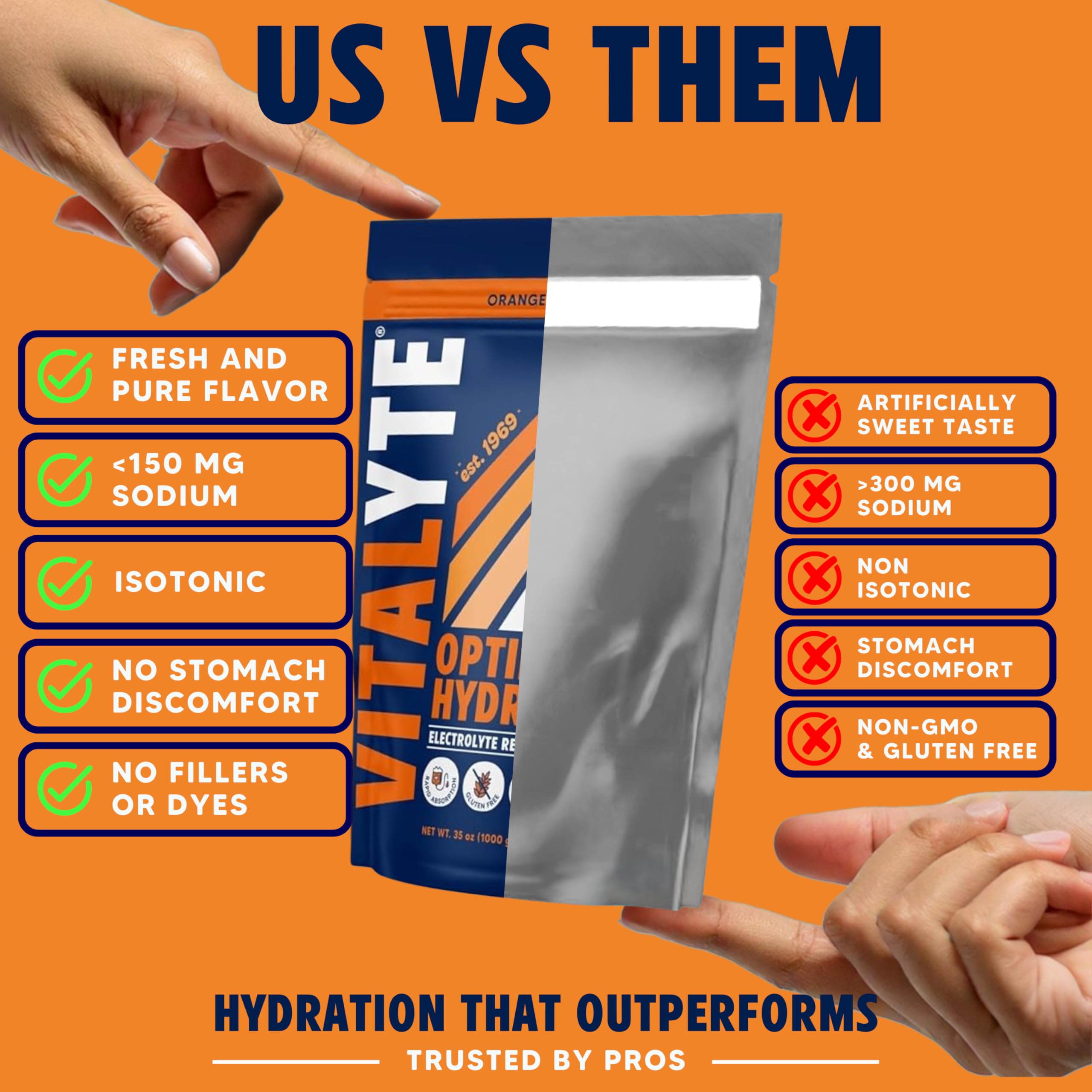 Vitalyte orange drink mix packet ready to blend