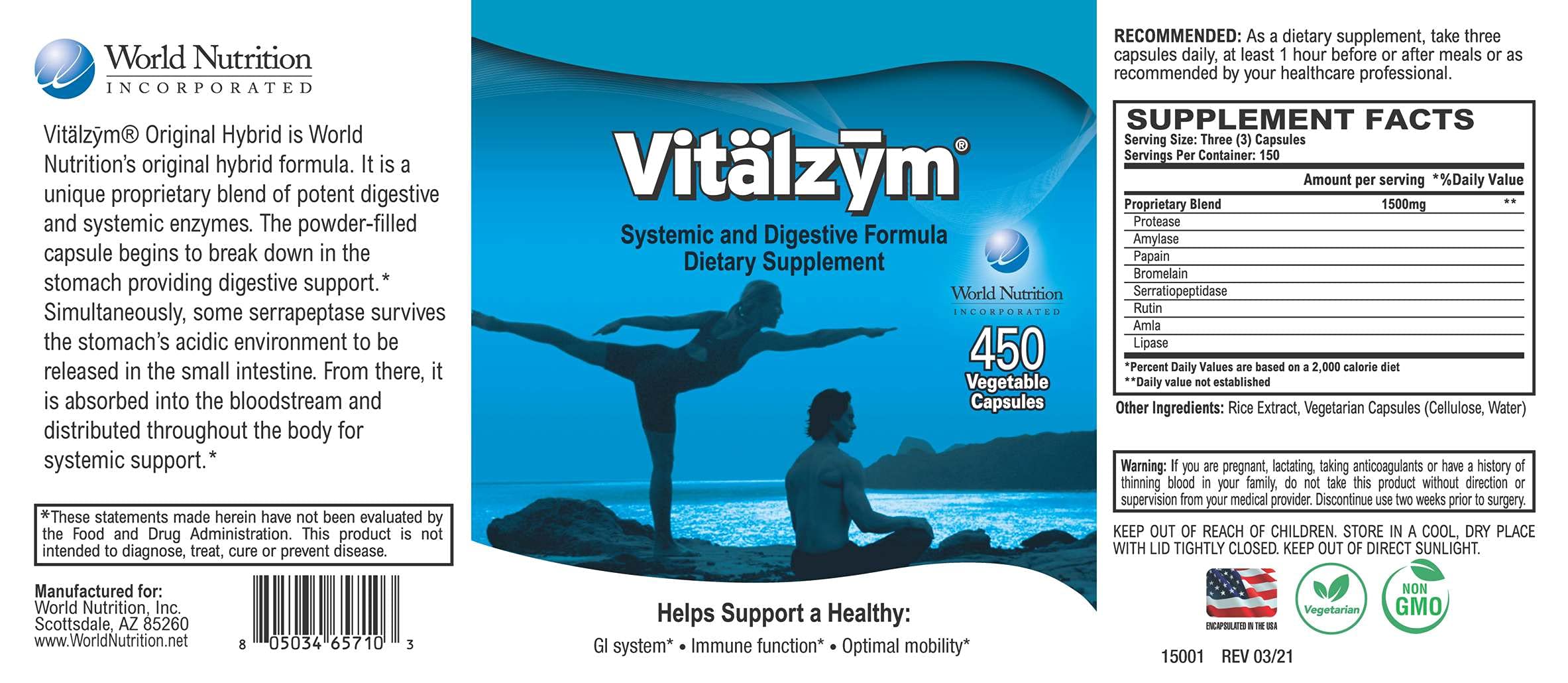 VITÄLZYM capsules on table highlighting daily digestion support.