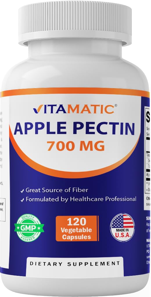 Vitamatic Apple Pectin bottle - digestive health support in a convenient capsule form.
