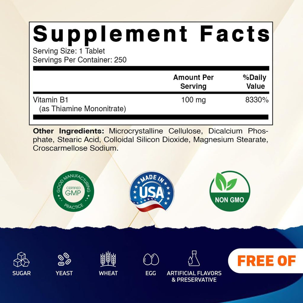 Vitamatic B1 tabletas paquete frontal: apoyo al sistema nervioso