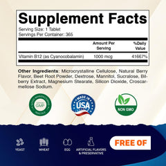 Vitamatic B12 berry-flavored tablets closeup for convenient on-the-go use.