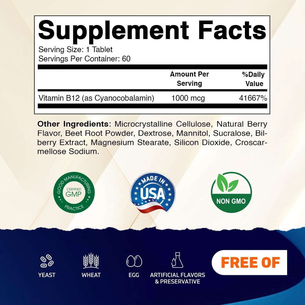 Vitamatic B12 berry flavor tablets with pleasant natural taste
