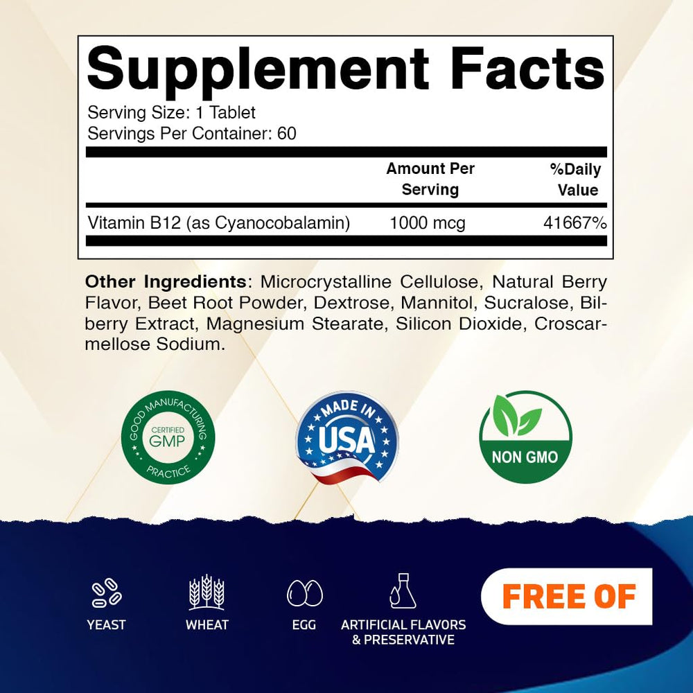 Vitamatic B12 berry flavor tablets with pleasant natural taste