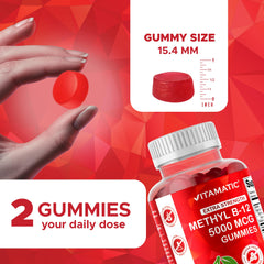 Cherry-flavored gummies close-up showing soft texture.