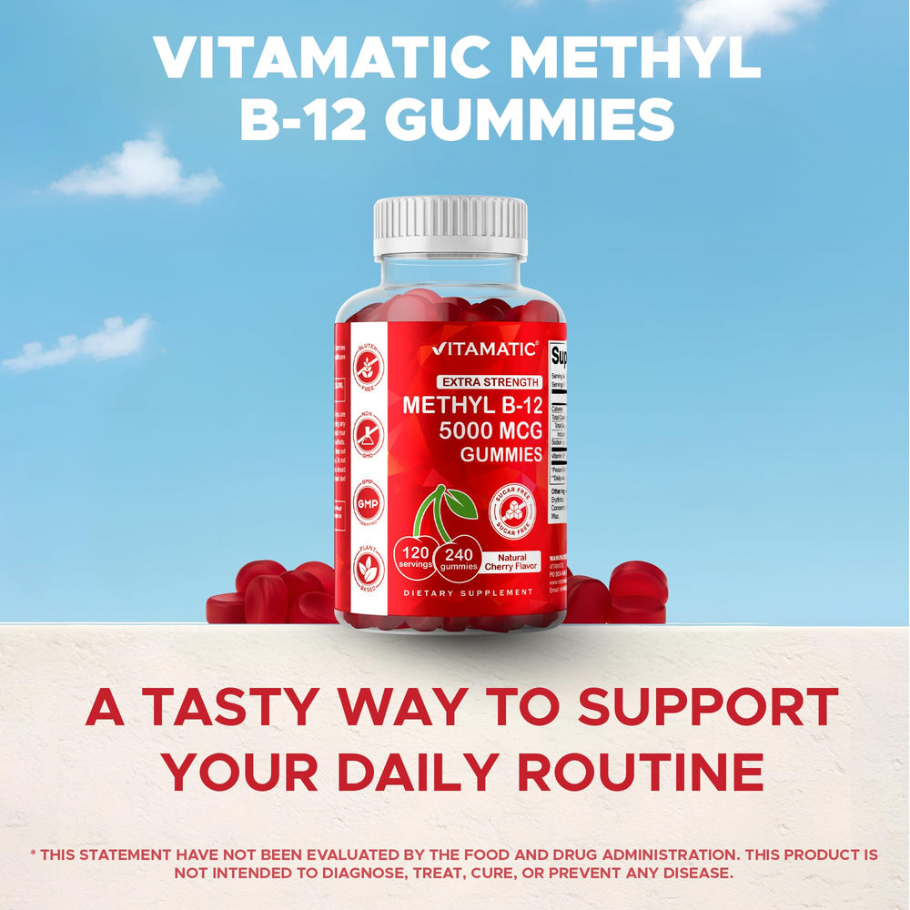 Vitamatic B12 gummies are non-GMO and vegetarian-friendly.