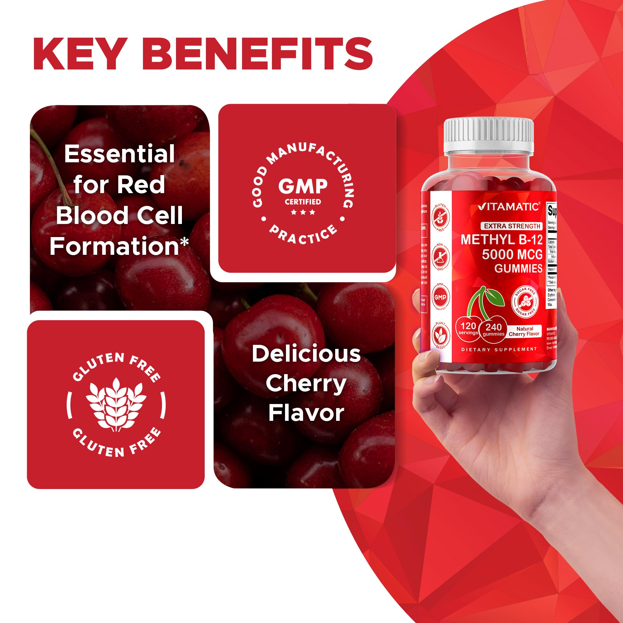 Non-GMO, gluten-free gummies with clean ingredients.
