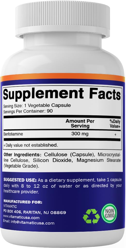 Vitamatic Benfotiamine packaging on display to shoppers