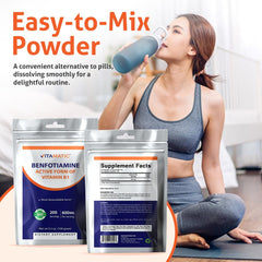 Vitamatic Benfotiamine Pure bottle-pour for easy dispensing