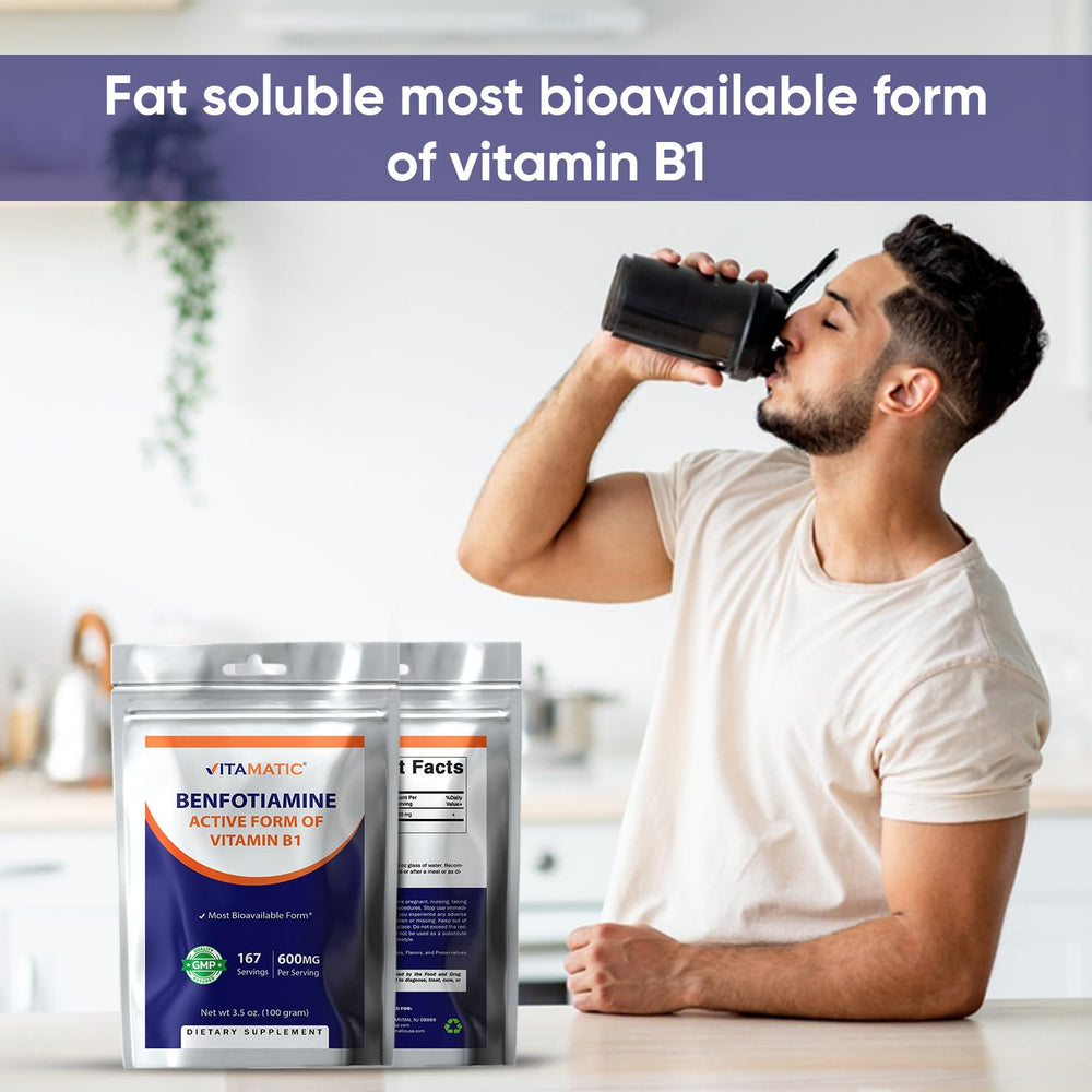 Vitamatic Benfotiamine Pure free-from-sugar preservatives claim on label
