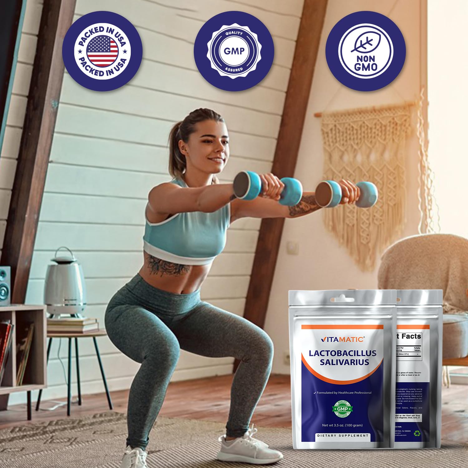 Vitamatic Benfotiamine Pure gluten-free non-GMO stamp on packaging