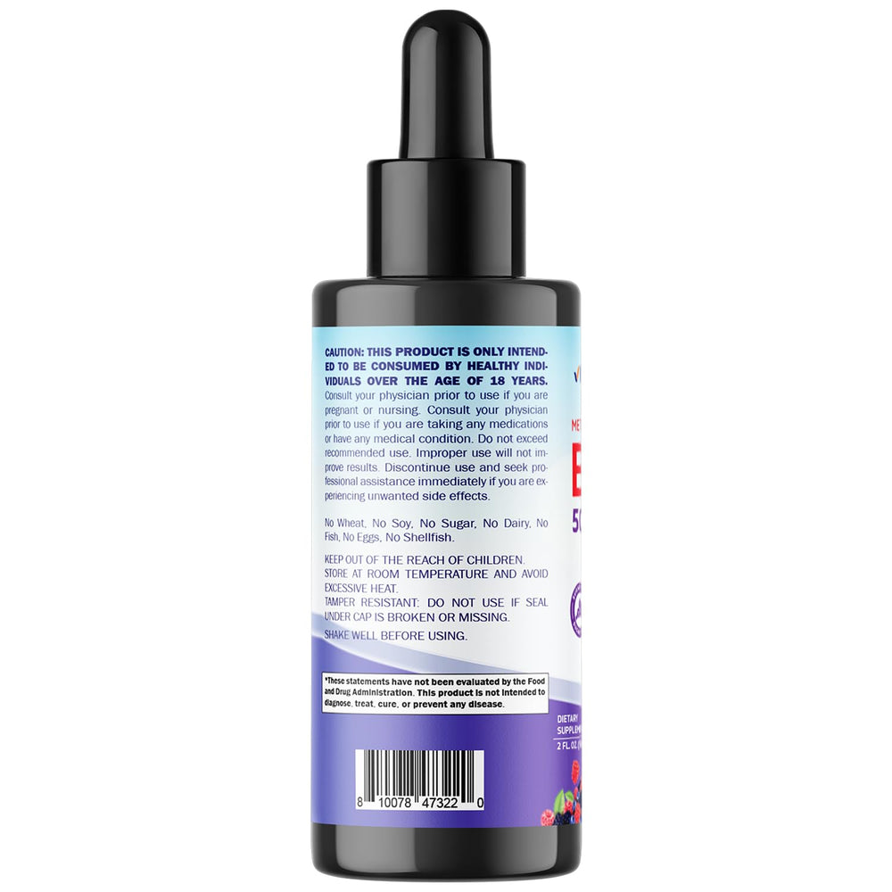 Vitamatic berry flavor drops applied under tongue illustration