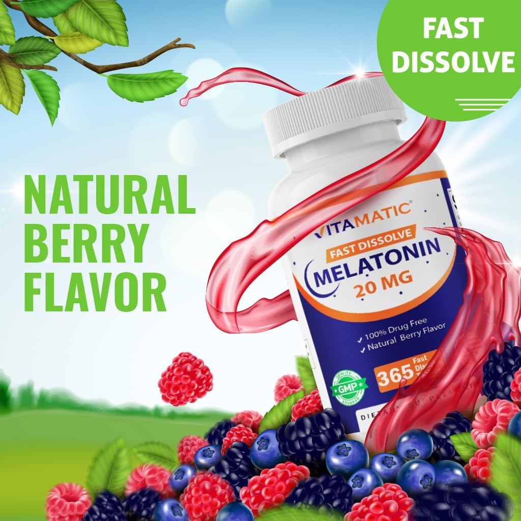 Vitamatic berry-flavored melatonin dissolving in water.