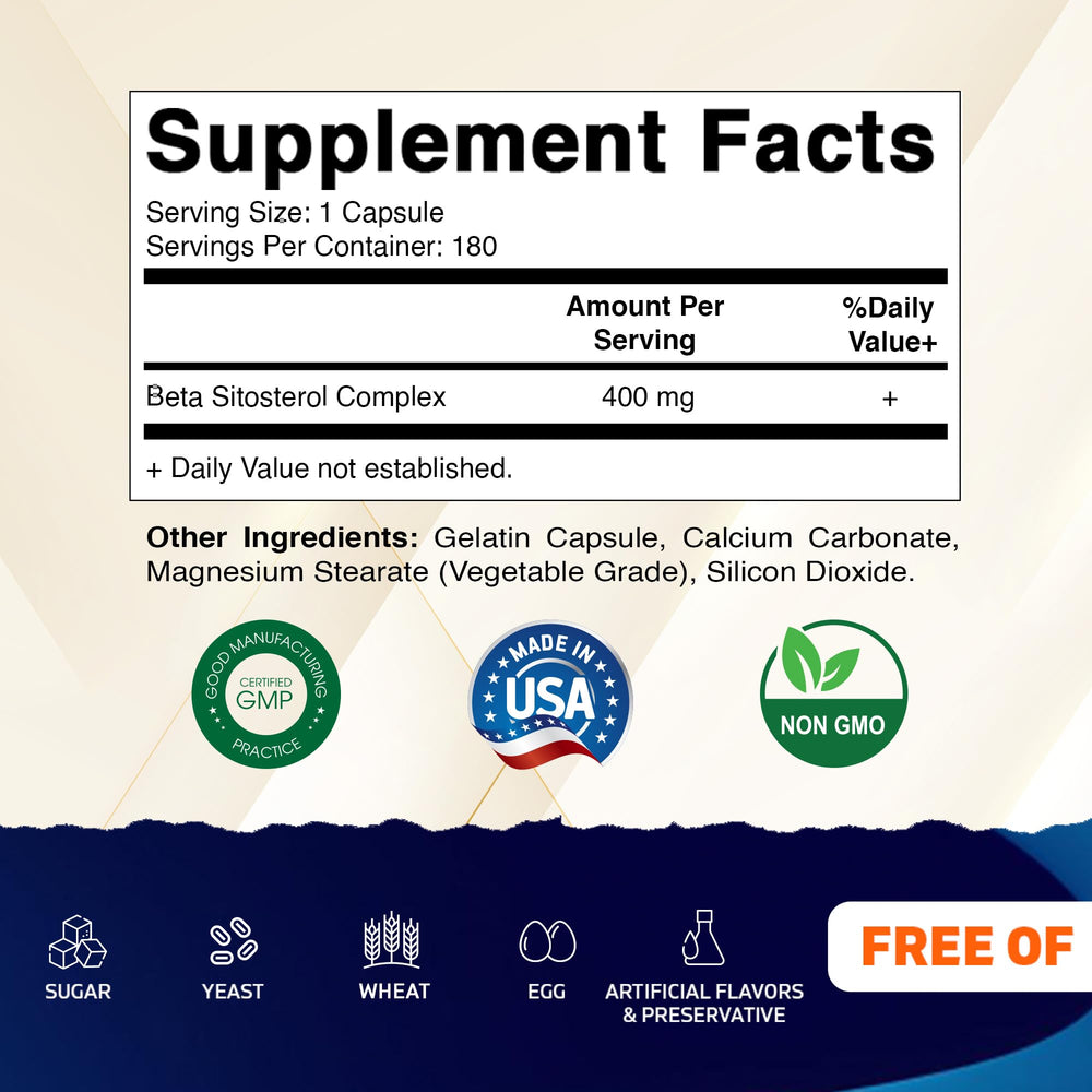 Vitamatic Beta Sitosterol capsules close-up showing capsule shape