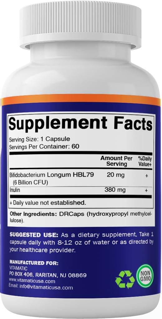 Vitamatic Bifidobacterium Longum 60-count package ready for daily use