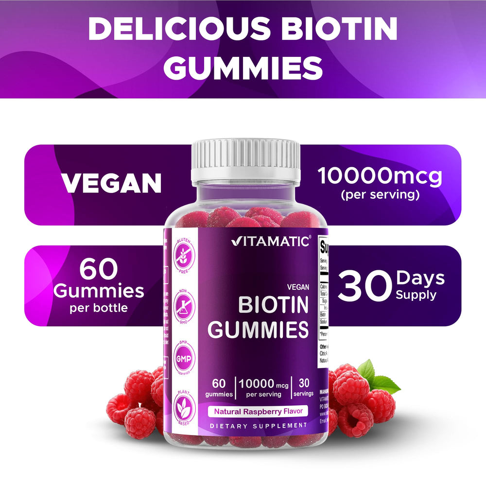 Vitamatic Biotin Gummies textura suave para masticar sin esfuerzo.