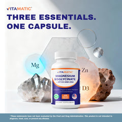 Vitamatic bottle pouring capsules into hand for easy daily intake.