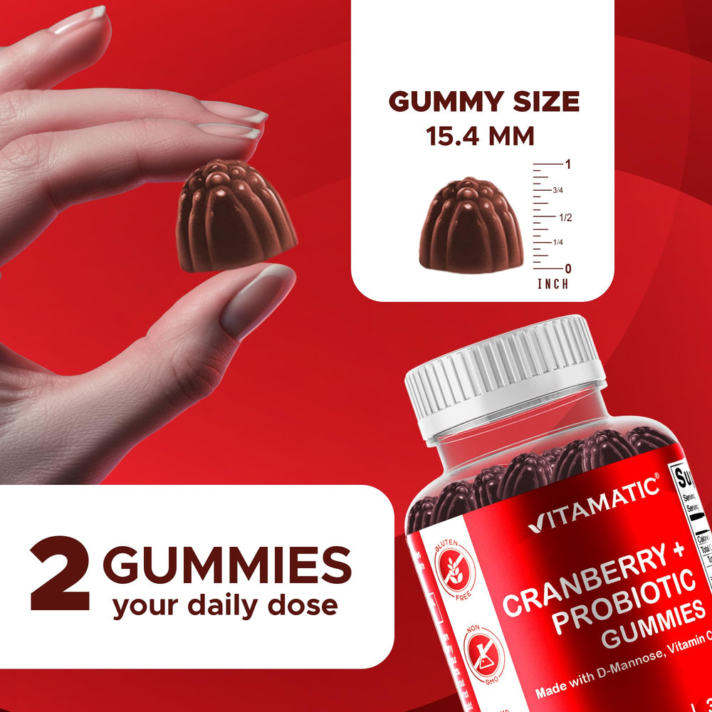 Vitamatic Cranberry Gummies texture closeup showing chewy consistency