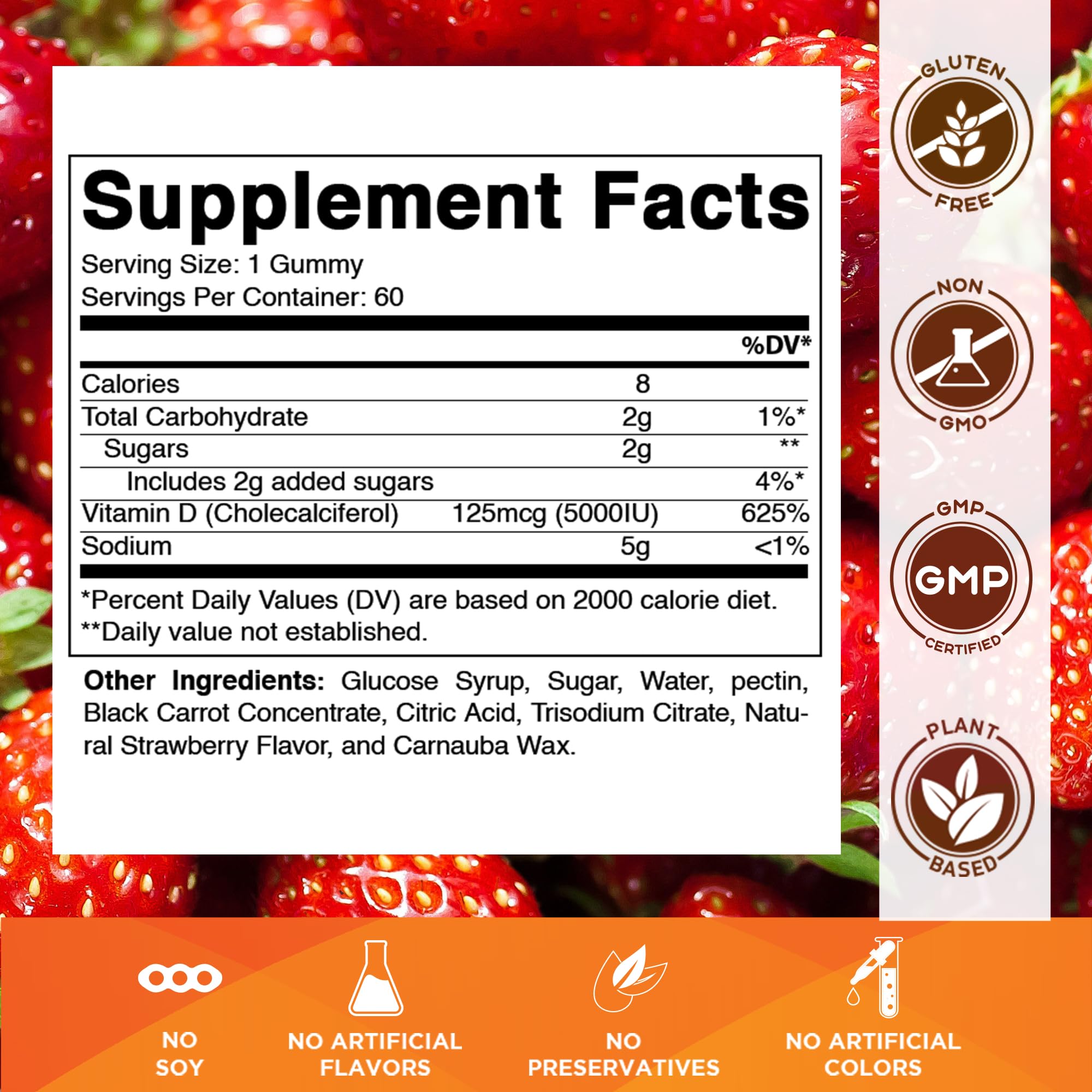 Vitamatic D3 Gummies bottle back – label details for safe supplementation