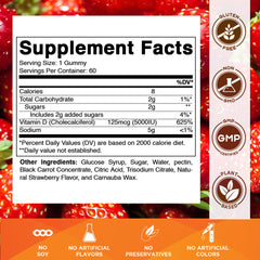 Vitamatic D3 Gummies bottle back – label details for safe supplementation