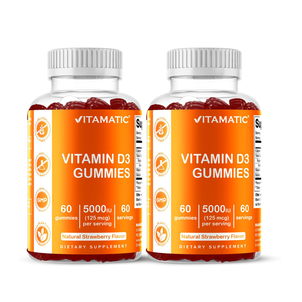 Vitamatic Vitamin D3 Gummies bottle front – tasty daily bone support