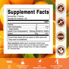 Vitamatic orange-flavored D3 gummies close-up highlighting tasty sugar-free wellness support.