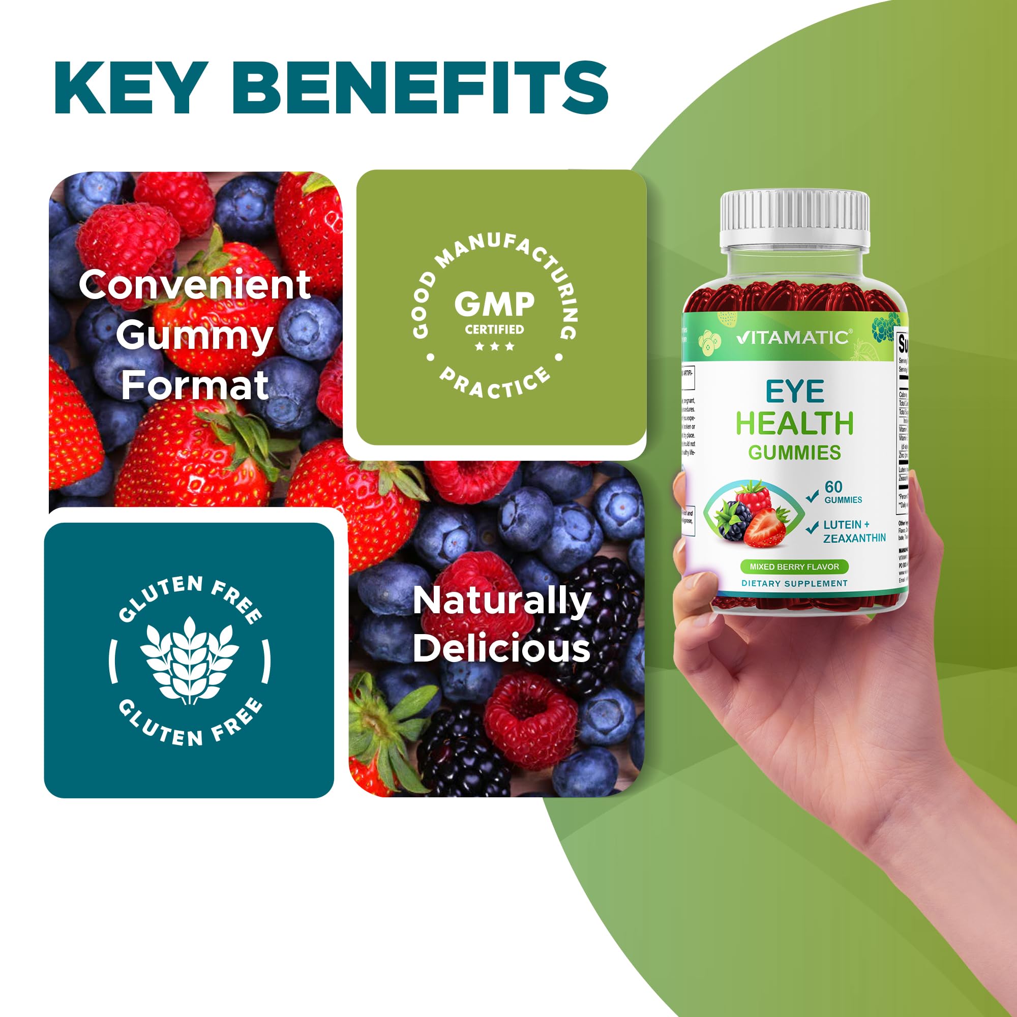 Vitamatic Eye Health Gummies 30-day supply visual for monthly routine planning.