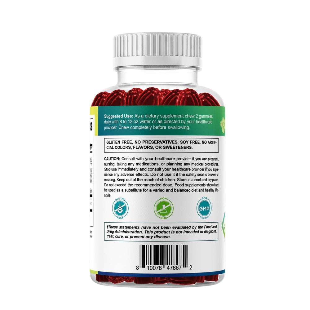 Vitamatic Eye Health Gummies serving size visual with two gummies per serving.