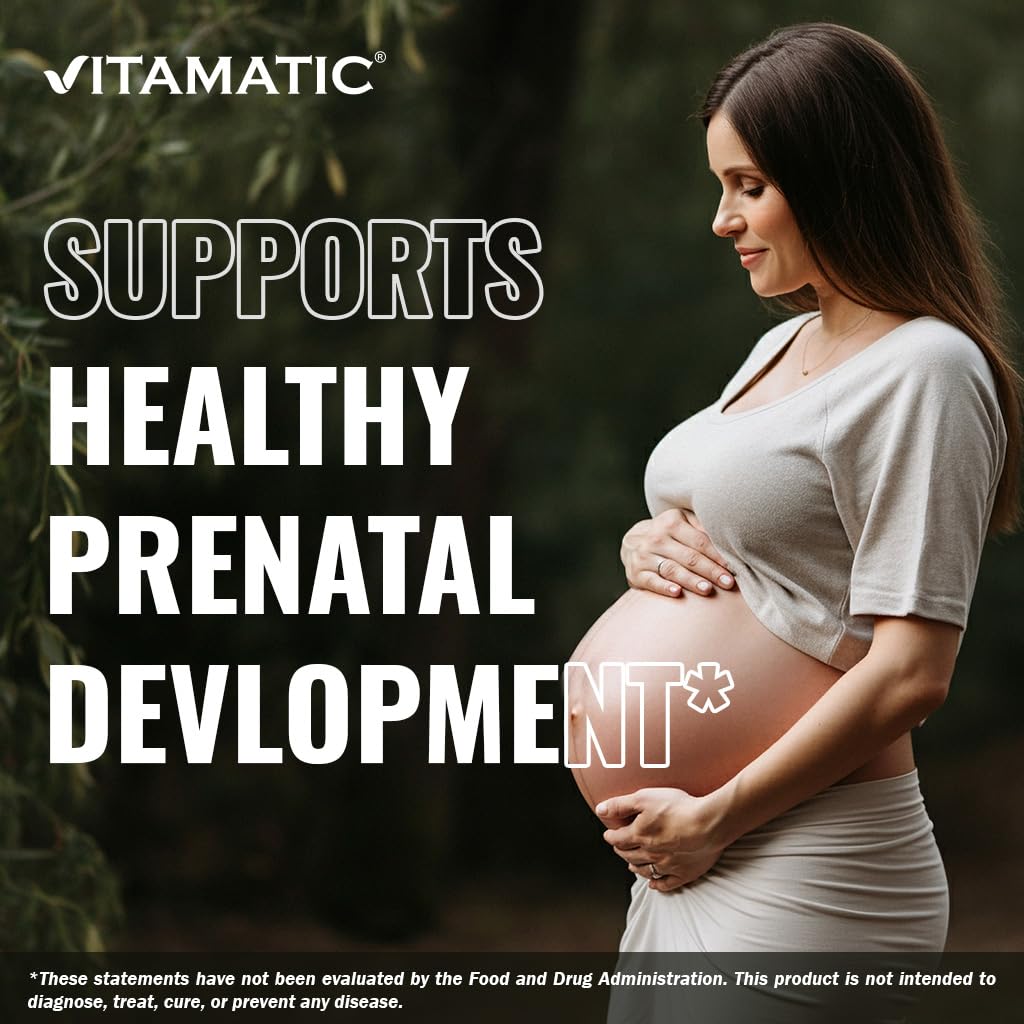 USA-made Vitamatic Folic Acid 1000mcg bottle produced under GMP standards