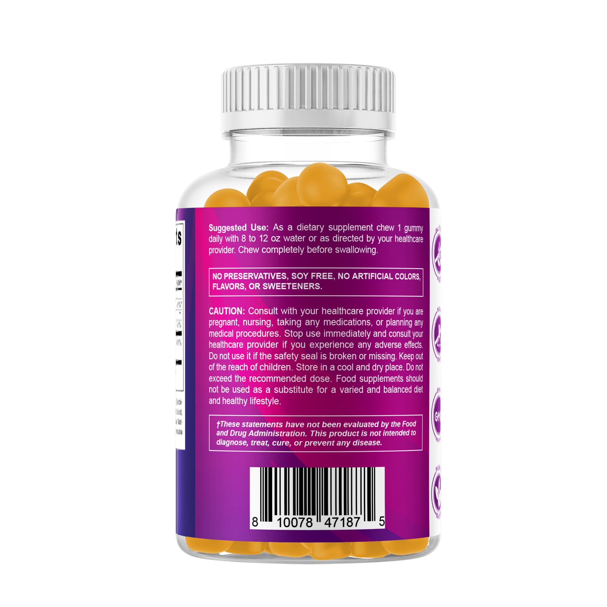 Vitamatic Folic Acid Gummies texture close-up, chewy vitamin texture.