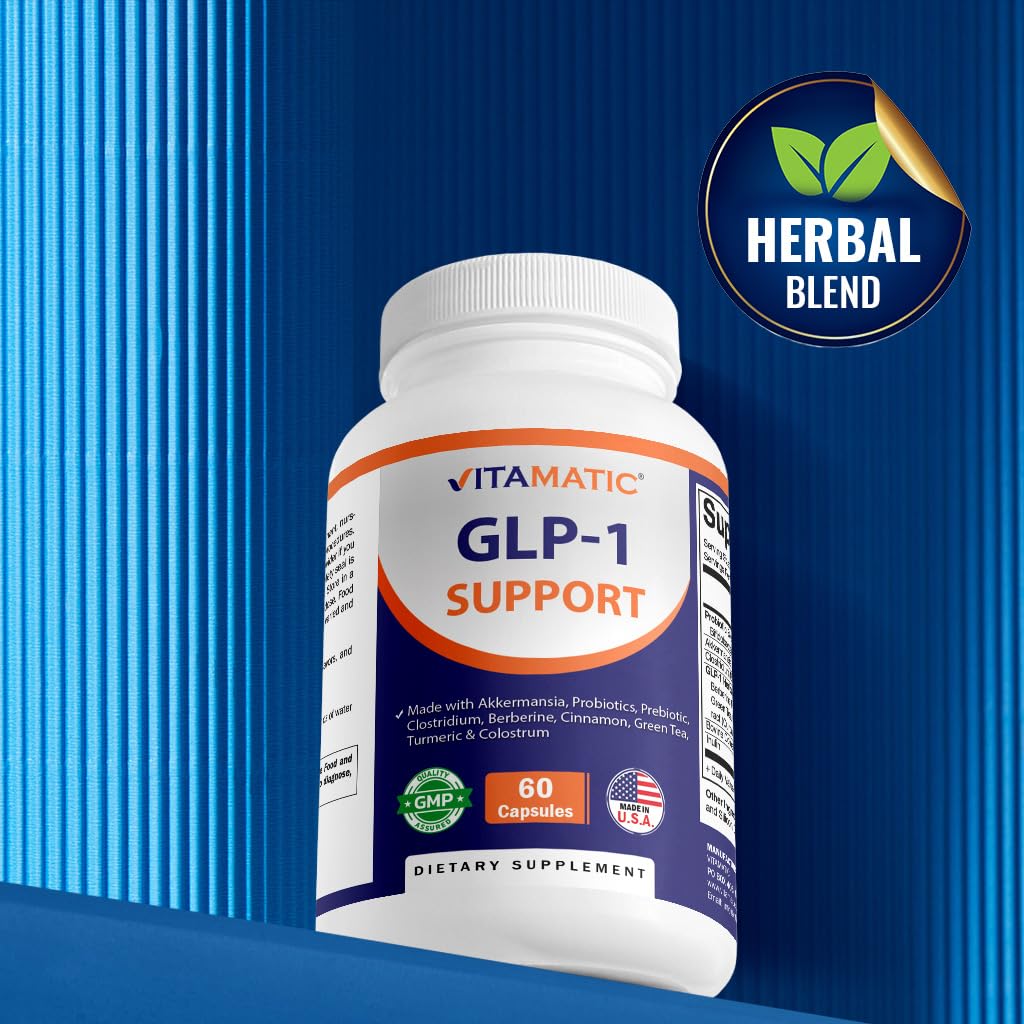 Vitamatic GLP-1 Support label emphasizes non-GMO and gluten-free formula