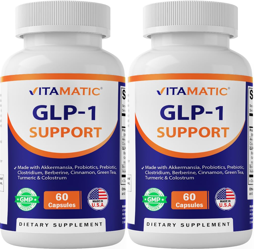 Vitamatic GLP-1 bottle-front, clear ingredients and quality for informed use.