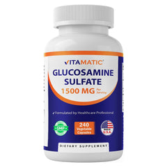 Vitamatic Glucosamine Sulfate 1500mg bottle front view for daily use