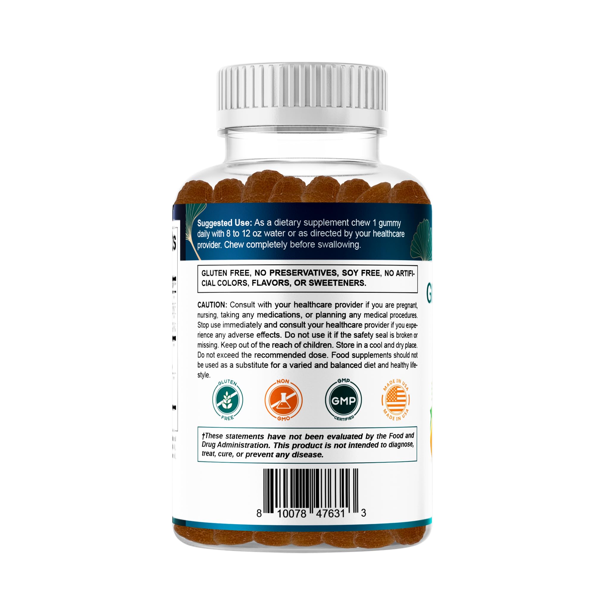 Vitamatic gluten-free symbol paired with gummies jar