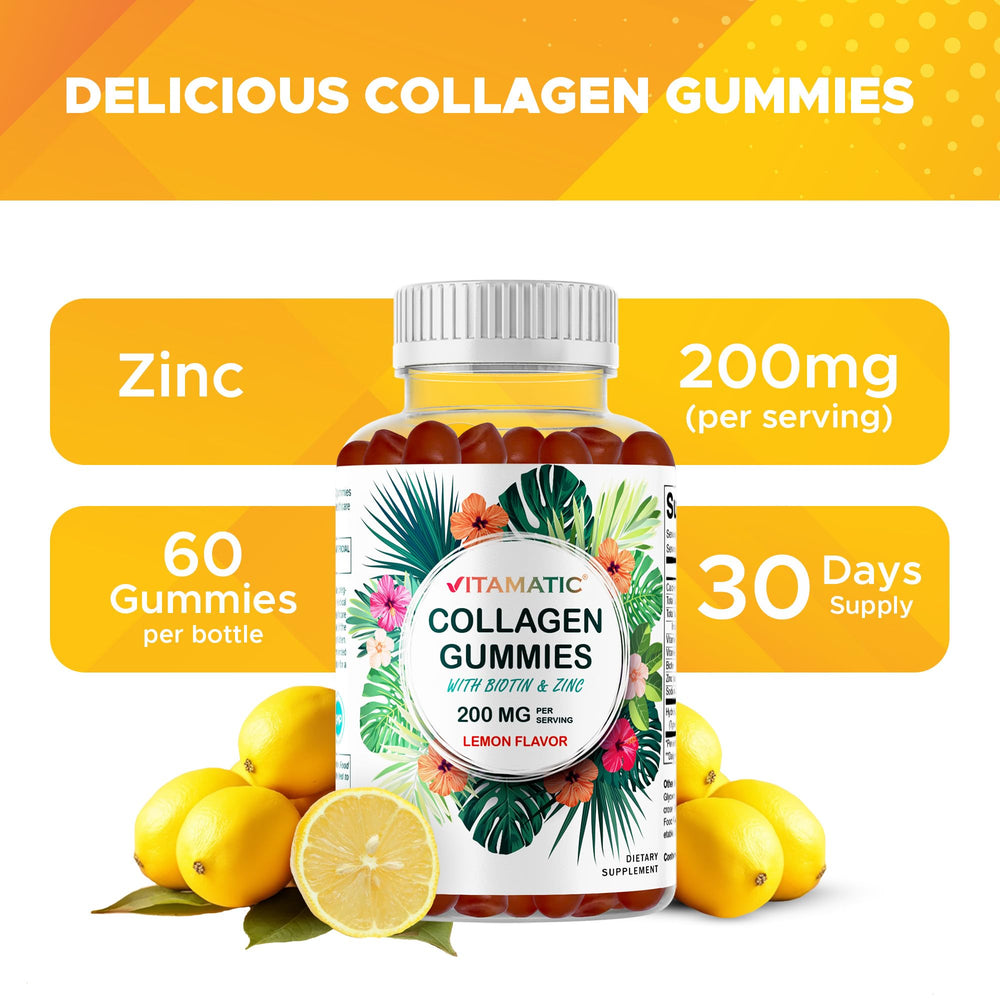 Vitamatic nutrition label close-up shows 200 mg per gummy.
