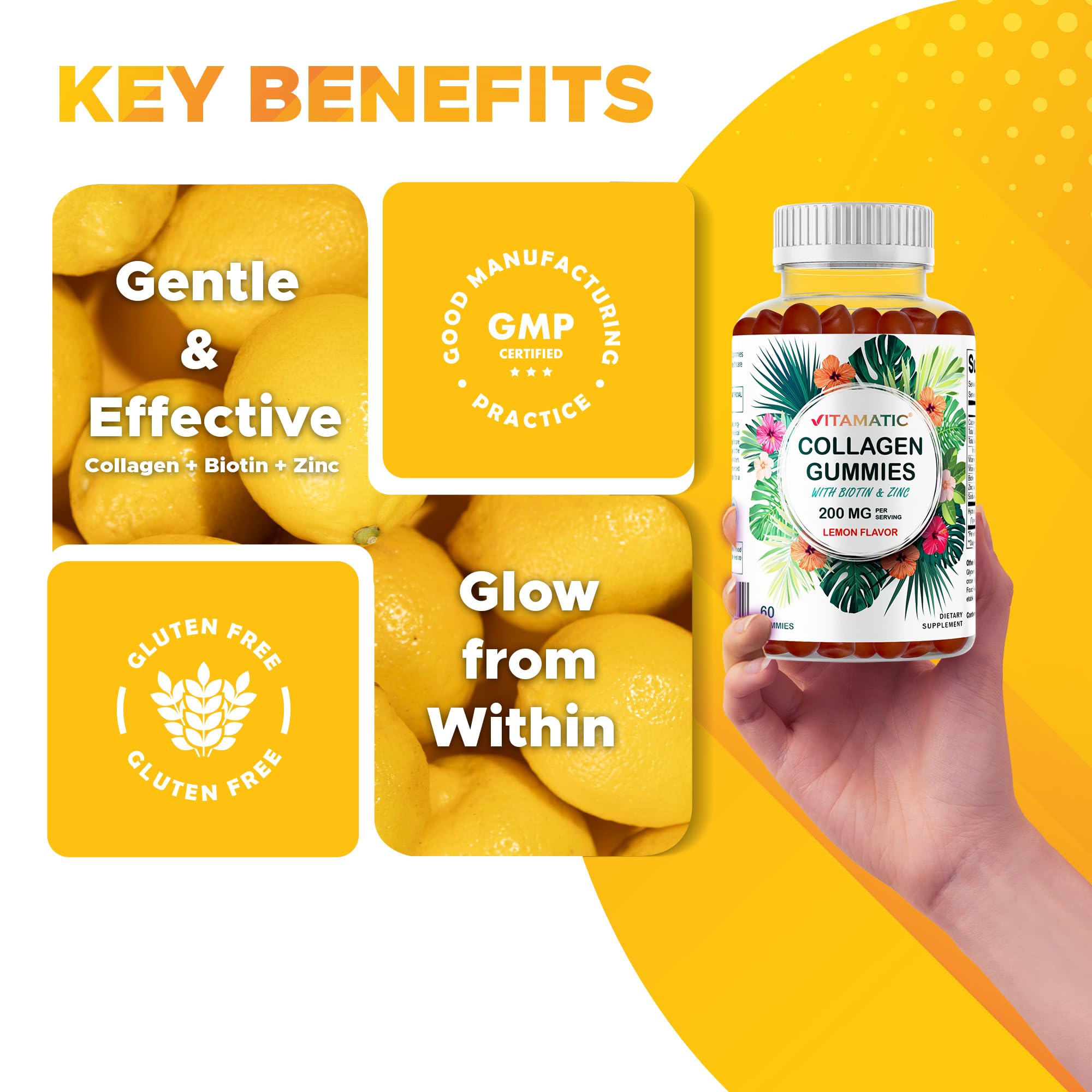 Vitamatic nutrition panel highlights Biotin, Vitamin C and Zinc.